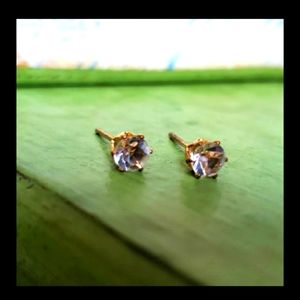 CZ Rhinestone Gold Tone Stud Earrings